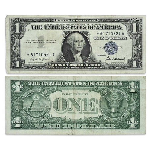 1957 $1 Star Note Silver Certificate Very Good to Very Fine