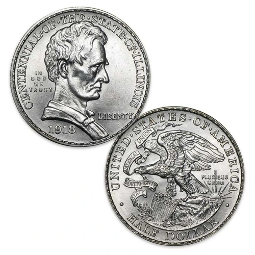 1918 Illinois Centennial Silver Half Dollar Brilliant Uncirculated