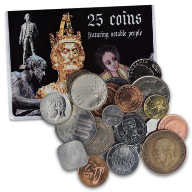 25 Notable Faces World Coin Collection | International Coins