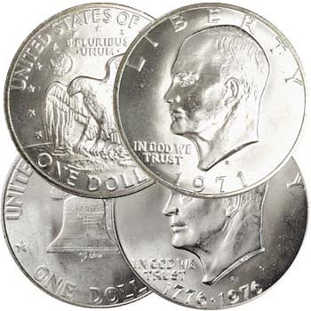 1971-S & 1976-S 40% Silver Eisenhower Dollars Brilliant
