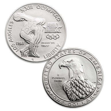 1983 Olympic Discus Thrower Silver Dollar Brilliant Uncirculated