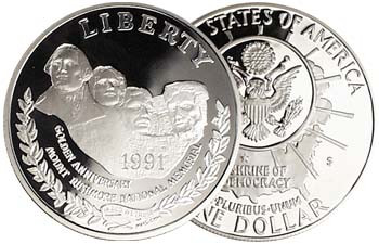 1991 Mount Rushmore Silver Dollar Proof | International Coins