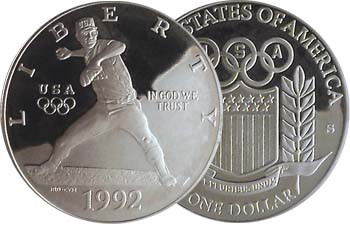 1992-S Olympic Baseball Silver Dollar Proof | International Coins