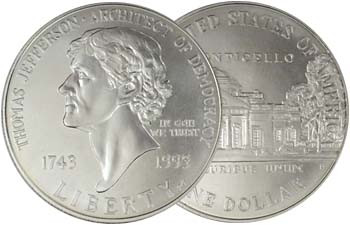 1993-P Jefferson Silver Dollar Brilliant Uncirculated
