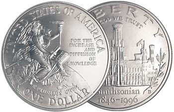 1996-D Smithsonian Silver Dollar Brilliant Uncirculated
