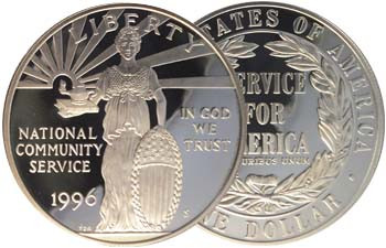 1996-S Community Service Silver Dollar Proof | International Coins