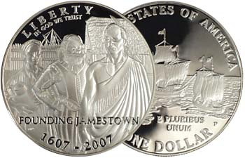 2007 Jamestown Silver Dollar Proof | International Coins & Currency