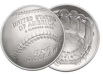 2014 Baseball Hall of Fame Curved Silver Dollar Brilliant