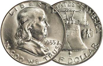 1955-P Franklin Silver Half Dollar Brilliant Uncirculated
