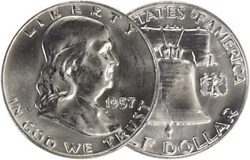 1957-P Franklin Silver Half Dollar Brilliant Uncirculated