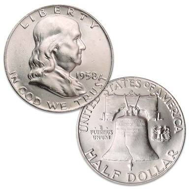 1958-D Franklin Silver Half Dollar Brilliant Uncirculated