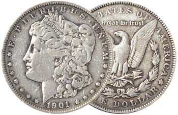 1901 Morgan Silver Dollar, Very Fine Circulated Coin, Store #13629