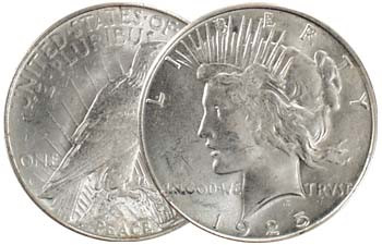 1922-1925 U.S. Peace Silver Dollar, Choice Brilliant Uncirculated