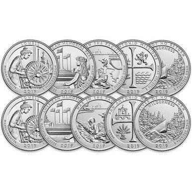 2019 P & D National Parks Quarter 10 Coin Set Brilliant Uncirculated