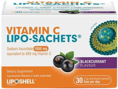 LipoShell Liposomal Vitamin C LipoSachets 30 Blackcurrant