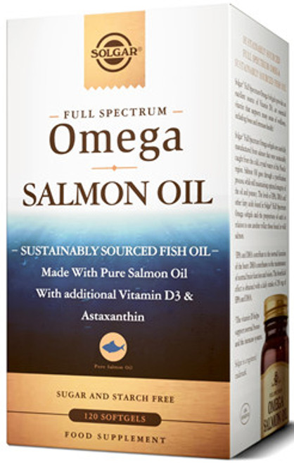 Contains a Premium Blend of Full Spectrum Salmon Oil, Providing Omega 3 Essential Fatty Acids, and Omegas 5, 6, 7, and 9, Alongside Vitamin D3 and Astaxanthin