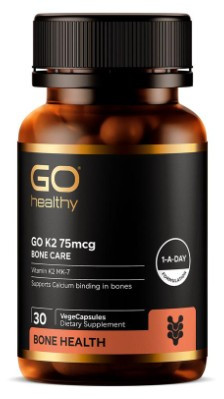 Vitamin K2 supports Calcium binding to bones to ensure bones stay strong and healthy and less likely to fracture and deteriorate