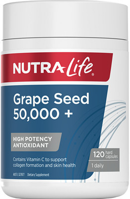 Contains High Strength Grape Seed Providing 320mg of Potent Procyanidins per Capsule