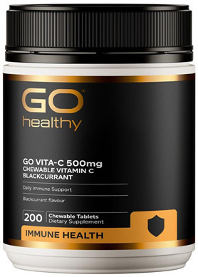 Go Healthy GO Vita-C 500mg Blackcurrant is a great tasting, chewable Vitamin C formula, with natural Blackcurrant flavouring