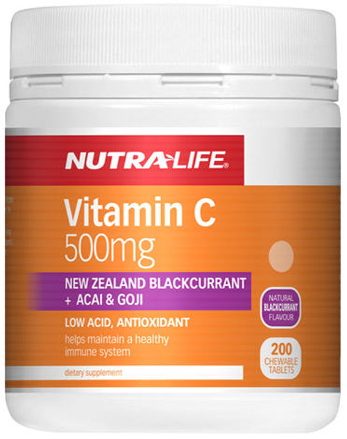 Contains Buffered Vitamin C, New Zealand Blackcurrant, + Acai and Goji, Providing Antioxidant Protection and Support for the Maintenance of a Healthy Immune System