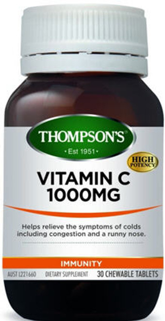 Pleasant Tasting Chewable Tablet Providing High Potency Vitamin C to Help Relieve the Symptoms of Colds