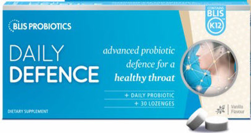 Contains Blis K12, the world's only probiotic for the mouth and throat, which has been shown to maintain throat health by supporting the thoat's natural defences against undesirable bacteria for 30 days Contains Blis K12, the world's only probiotic for the mouth and throat, which has been shown to maintain throat health by supporting the thoat's natural defences against undesirable bacteria for 30 days