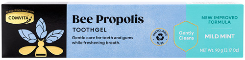 Comvita Bee Propolis ToothGel is made in New Zealand and Contains Bee Propolis and Teatree Oil Making it a Healthy and Natural Alternative to Normal Toothpaste