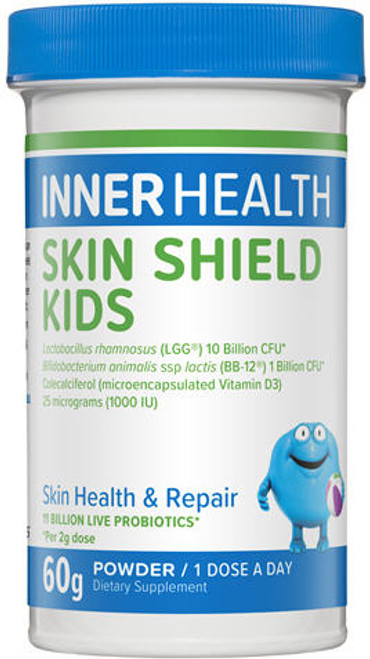 Contains 11 billion live probiotics -  Lactobacillus rhamnosus (LGG®), Bifidobacterium animalis ssp lactis (BB12), plus Cholecalciferol (microencapsulated) Vitamin D3 to support Children's skin health