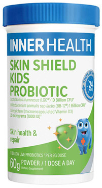 Contains 11 billion live probiotics -  Lactobacillus rhamnosus (LGG®), Bifidobacterium animalis ssp lactis (BB12), plus Cholecalciferol (microencapsulated) Vitamin D3 to support Children's skin health