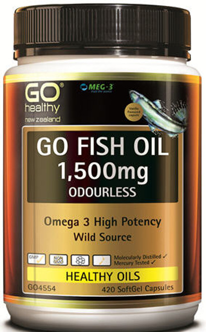 Go Fish Oil 1,500mg Odourless Omega 3 High Potency Wild Source 420 - New Zealand Only