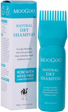 Dry shampoo powder with a blend of food-based powders and made the particles extra fine so they work better at absorbing unwanted oils from the hair and scalp