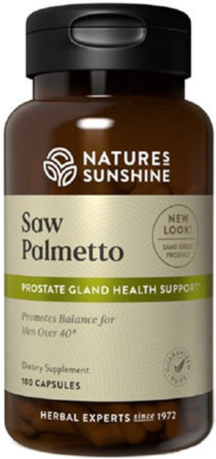 Nature's Sunshine Saw Palmetto contains the berries of the Saw Palmetto plant, prized for their ability to support prostate health.
