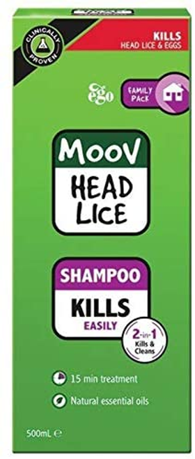 MOOV Head Lice Shampoo has a gentle foaming action like an everyday shampoo, with Natural Essential Oils to kill both head lice and their eggs
