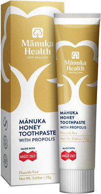 Manuka Health Manuka Honey Toothpaste with Propolis is fluoride free and has a mild mint flavour to leave your mouth feeling fresh and clean
