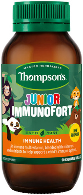 Thompson's Immunofort Junior Chewables contains a special blend of wholefood powders including Elderberry, Shiitake Mushrooms, Rose Hip, Acerola, Broccoli, Spinach and Kale to provide extra nutrition for picky eaters
