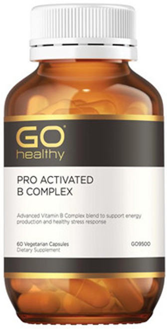 GO Healthy Pro Activated B Complex contains an advanced Vitamin B Complex blend to support energy production and healthy stress response in the body
