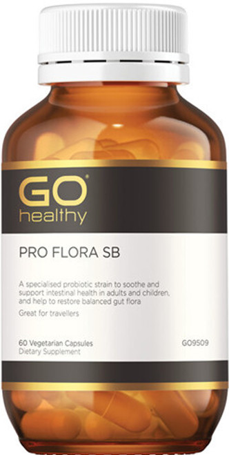 GO Healthy PRO Flora SB contains Saccharomyces cerevisiae (Bouldarii), a specialised probiotic strain to soothe and support intestinal health in adults and children, and help to restore a balanced gut flora