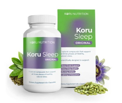 Koru Nutrition Koru Sleep combines 7 of the most studied, scientifically proven sleep-inducing ingredients into one, easy-to-take nightly supplement.