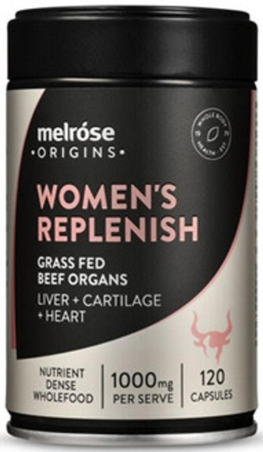 Melrose Origins Women's Replenish is made with 100% natural ingredients, sourced from grass-fed, pasture-raised animals to provide a source of iron, boost energy and support skin health