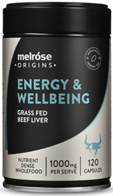 Melrose Origins Energy & Wellbeing contains Beef Liver, 1000mg per serve (2 capsules), providing a true superfood, packed with essential vitamins, minerals, and amino acids that are important for maintaining a healthy body and mind.