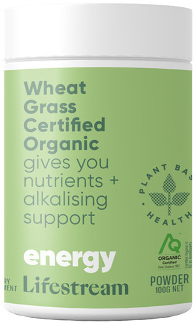 100% Pure Certified Organic Wheat Grass Powder Made From the Leaves of Young Wheat Grass Plants (Triticum Aestivum), Grown in New Zealand