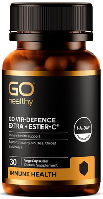 Go Healthy GO Vir-Defence Extra + Ester-C is a year-round comprehensive immune formula that supports healthy immune system function and the body’s natural immune defences for sinuses, throat and airways.