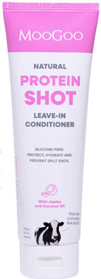 MooGoo Protein Shot Leave-In Conditioner is made using natural oils that won’t build up on the hair but will penetrate and hydrate the hair for protection and hydration