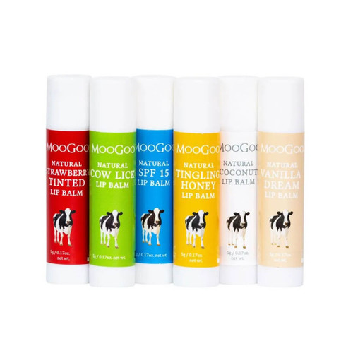 MooGoo Edible Lip Balm contains nourishing and moisturising ingredients to keep lips soft and smooth