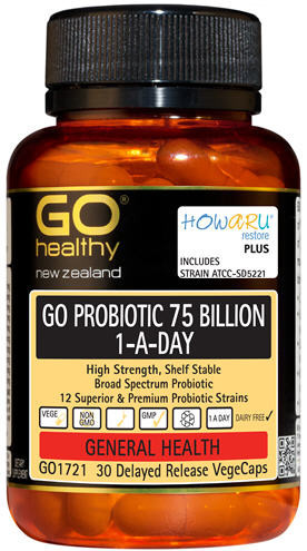 High Strength, Multi Strained Probiotic Blend Totalling 75 Billion Live Organisms, Supplied in a Convenient 1-A-Day dose