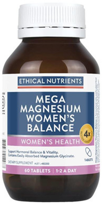 Ethical Nutrients Mega Magnesium Women's Balance is formulated with easily absorbed magnesium to support your body through the ebbs & flows of life and key nutrients for healthy hormonal changes.