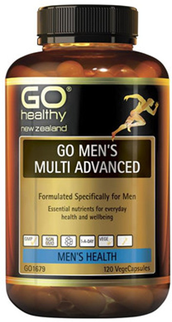 Go Healthy GO Men's Multi Advanced is a comprehensive formula containing 29 vitamins, minerals, herbs and antioxidants tailored specifically for men’s everyday