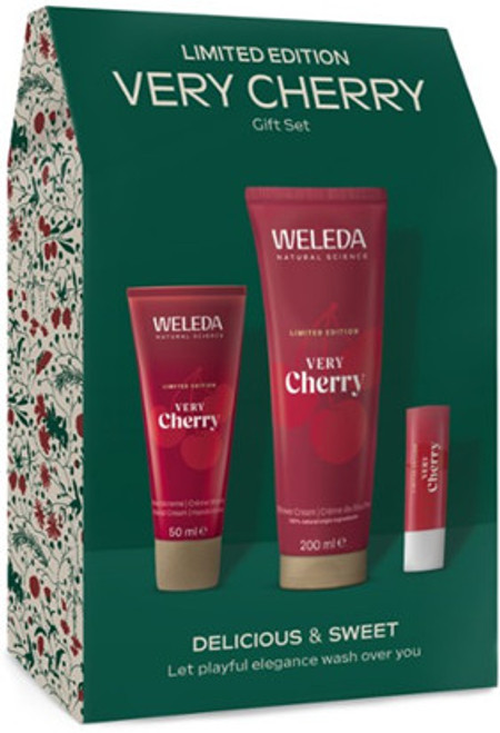 A delightful trio of Cherry-Infused treats - Very Cherry Hand Cream, Shower Cream and Lip Balm