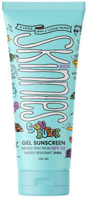 Skinnies Kids SPF50 Sunbuster 100ml is a water free purpose designed high protection sunscreen for active kids