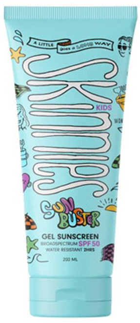 Skinnies Kids SPF50 Sunbuster 100ml is a water free purpose designed high protection sunscreen for active kids